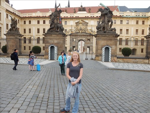 Prague Castle and some serious Fighting Giant violence at the entrance gate. 