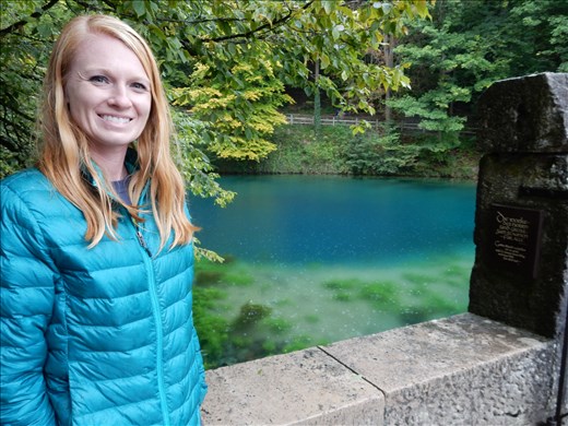 Blautopf (German for Blue Pot) is a spring in the city of Blaubeuren and a drain for the Blau cave system. The waters blue color is a result of physical properties of the nanoscale limestone densely distributed in the water. The particles are so small that the so called Rayleigh scattering of light takes place scattering the blue color in the visible light. Similar effect is observed in the Blue Lagoon in Reykjavik, Iceland. 