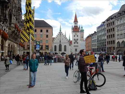 Marienplatz and the building where the Nazi party met to plan their anti-semitic act know as 
