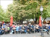 Back to Munich for a city walking tour and one of the many outdoor beer gardens. In the 19th century prior to the advent of refrigeration, German brewers would dig cellars for lagering (Lager is German for storeroom or warehouse) to keep the beer cool during the summer months. To further protect the beer from the summer heat Chestnut Trees were planted above the cellars which have spreading dense canopies but shallow roots that would not intrude on the cellars. The practice of serving beer at these sites evolved into the modern beer garden. : by danidawnandstevo, Views[476]