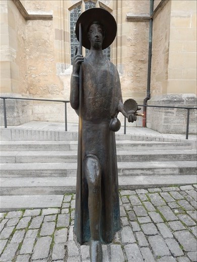 A statue of St. James in Rothenburg serves as the meeting point of several important pilgrim ways. 