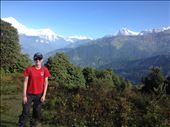 Weather the first few days of trekking was perfect. To put it in perspective, the Annapurna mountains in the background are where we are heading. : by danidawnandstevo, Views[313]