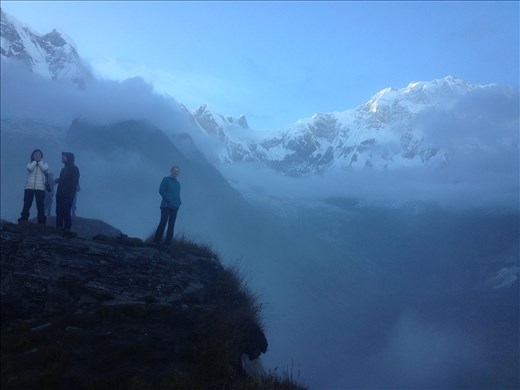 The Annapurna Sanctuary is a natural amphitheater with the centerpiece being Annapurna I at 26,538 feet. Danielle is just over 5 feet. 