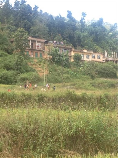 Giant homemade swings are very popular. 