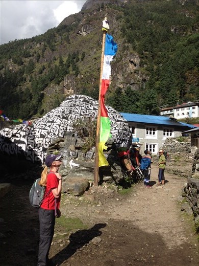 Checking out the scenery. Lots of looking up at the towering mountains from the valley below. 