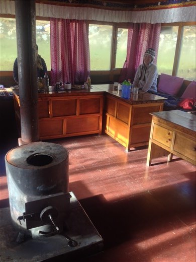 Spending time in the dining room waiting for the next days trek. 