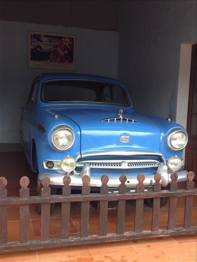 This car was on display at the Chua Thien Mu pagoda. It was the last ride the most venerable monk Thich Quang Duc took to Siagon before setting himself on fire in protest of South Vietnam's presidents policies against Buddhism. 