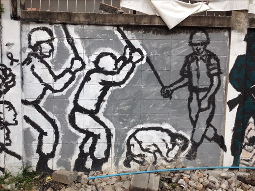 A mural promoting teamwork. 