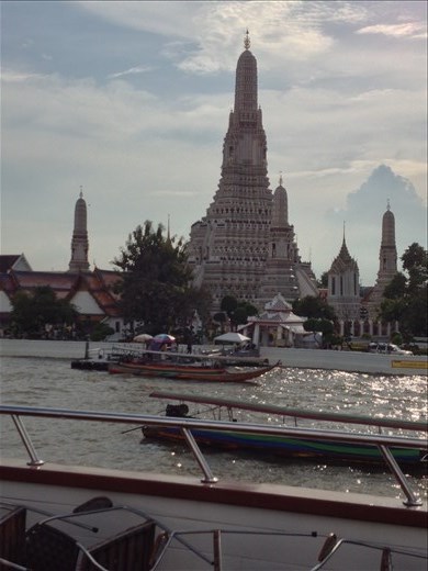 Wat Arun Buddhist temple on the Thonburi west bank of the Chao Phraya River. 