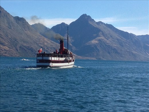 TSS Earnslaw coal powered Twin Screw Steamer sailing out of Queenstown. 