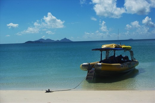 Anchoring upon the pearl white sands of Whitehaven.
