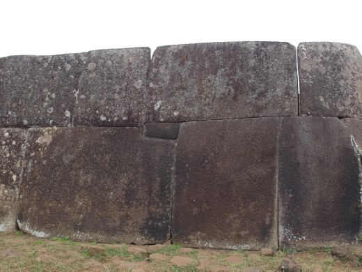 Ahu Vinapu - famous 'inca' stonework.  Only 'Ahu' (base) where this style of stonework exists