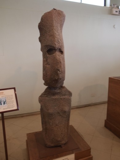 Hanga Roa - 1 of only 2 female moai found.  Now located in museum