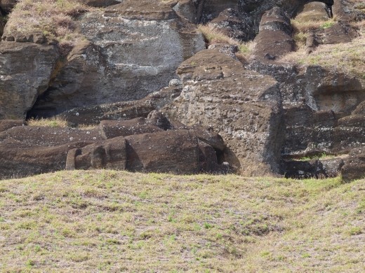 Rano Kau - moai in process of being carved