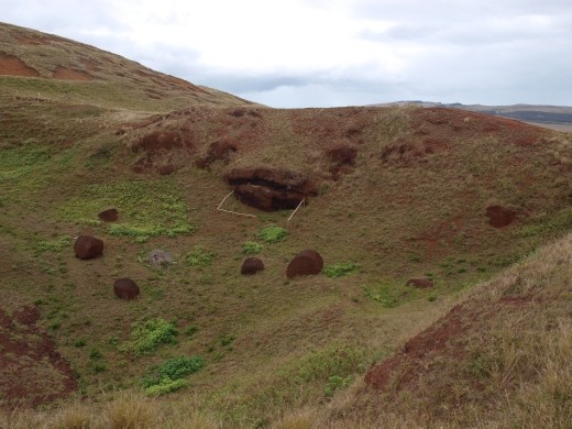 Puna Pau - quarry for stone used for the 'pukao' (red topknots)