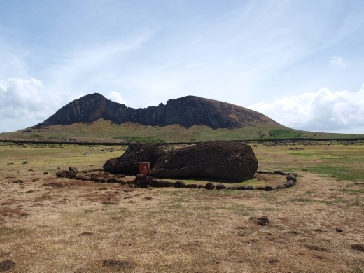 Rano Kau viewed from Ahu Tongariki.  This is the quarry from where all the Moai were carved