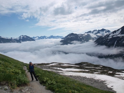 Harding Ice Field Trail - above the cloudline