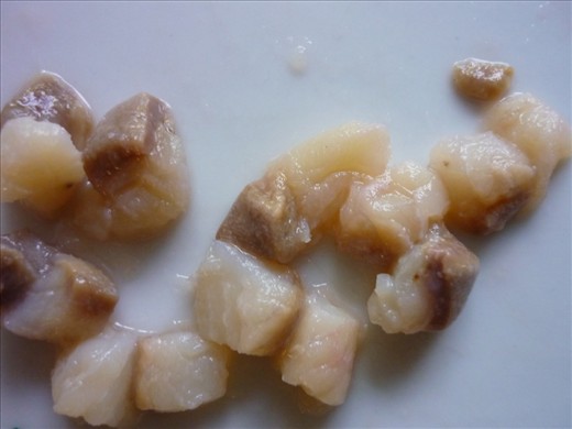 Sliced herring. Potato and beetroot should be the same size. 