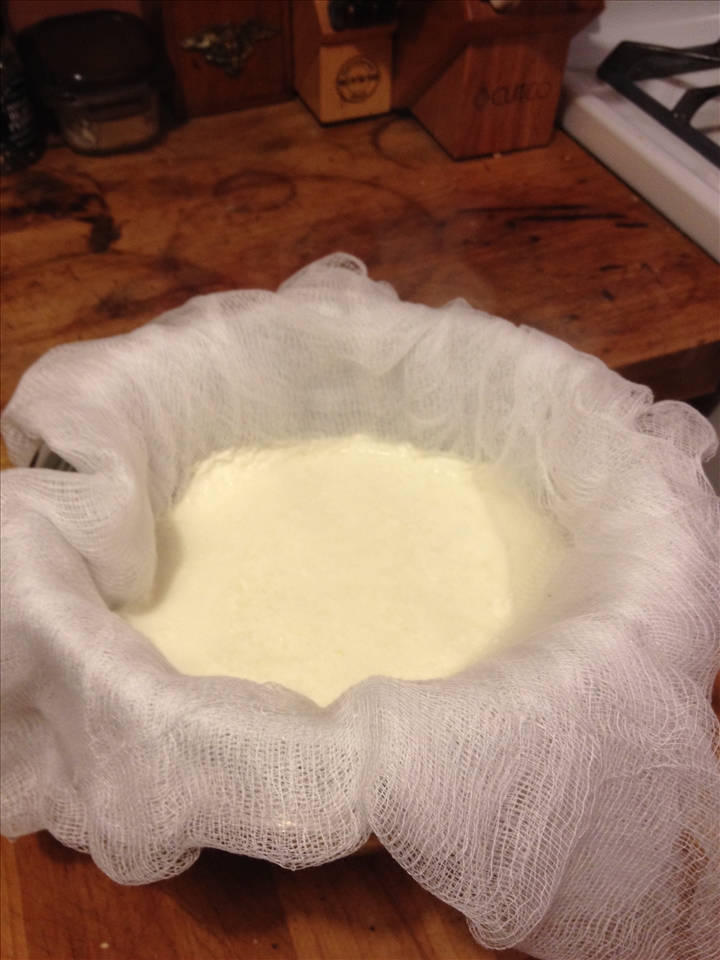 Steaming Straining Ricotta