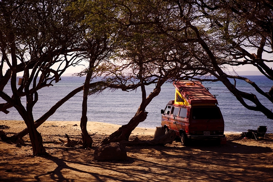 The ultimate getaway, near Lahaina. People were camped along the dry beaches of the windward side of the island, fishing, swimming and soaking up the sun