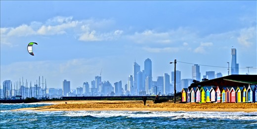 Now to walk off the cake. Quick drive down the road to brighton beach and walk to beach. Now this is what melbourne is all about at wonderful summer day. Good for a kite sport next to a beautiful beach filled with colorful bathing huts and melbourne's high rise in back grown. My day in stkilda. 
