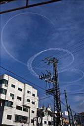 An Israeli fighter jet circles over Gaza city.: by davidshaw, Views[224]