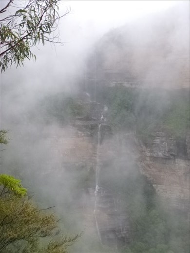 The falls, just about visible