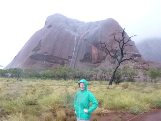 enjoying the waterfalls on Uluru