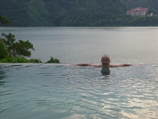 mark chilling in pool