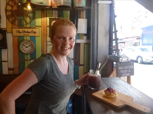 ice coffee and cake after bike tour