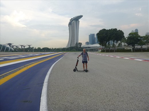 Mark scootering the F1 route