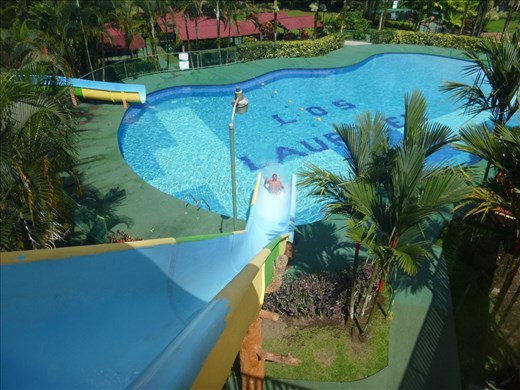 Mark on slide into a cool pool