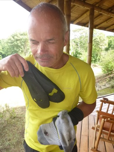 Mark, his shoes and socks are all worn out!!