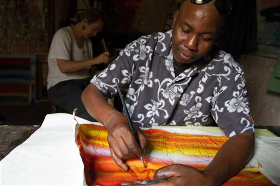 Felix drew the landscapes beforehand on ready-made backgrounds, just for us.