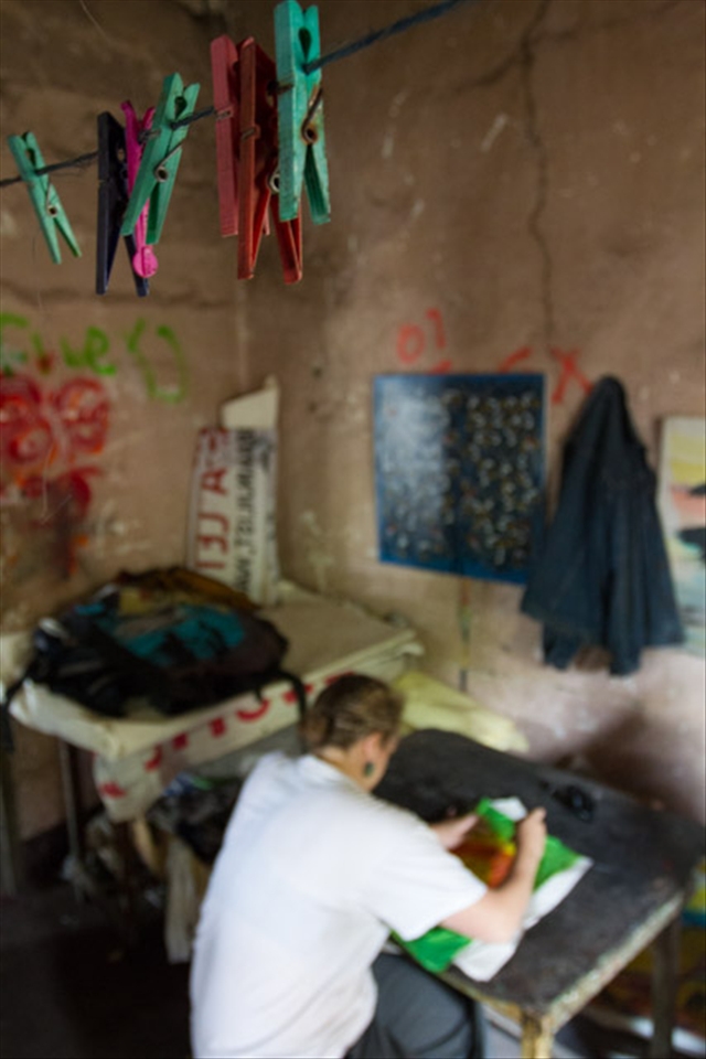 After multiple waxing and colouring sessions, the paintings are ready to be hung