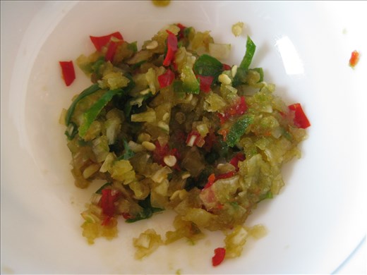 Garlic & chile pounded into a paste