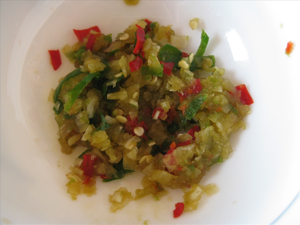 Garlic & chile pounded into a paste