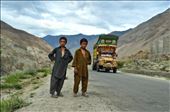 Two young children (local) standing sideby road while truck was coming.: by deosai_trip, Views[312]