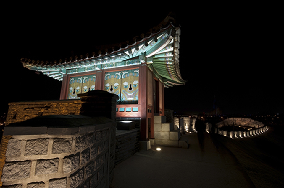 Fortress guard tower at Hwaseong Haegung Suwon South Korea