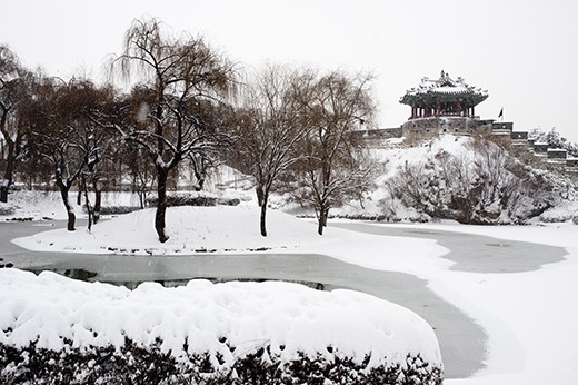 Dragon Pond in Winter at Hwaseong Haegung Suwon South Korea