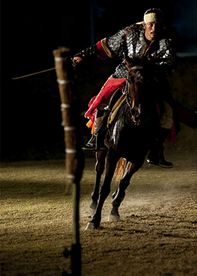 Night Horse martial arts display at Hwaseong haegung Suwon South Korea