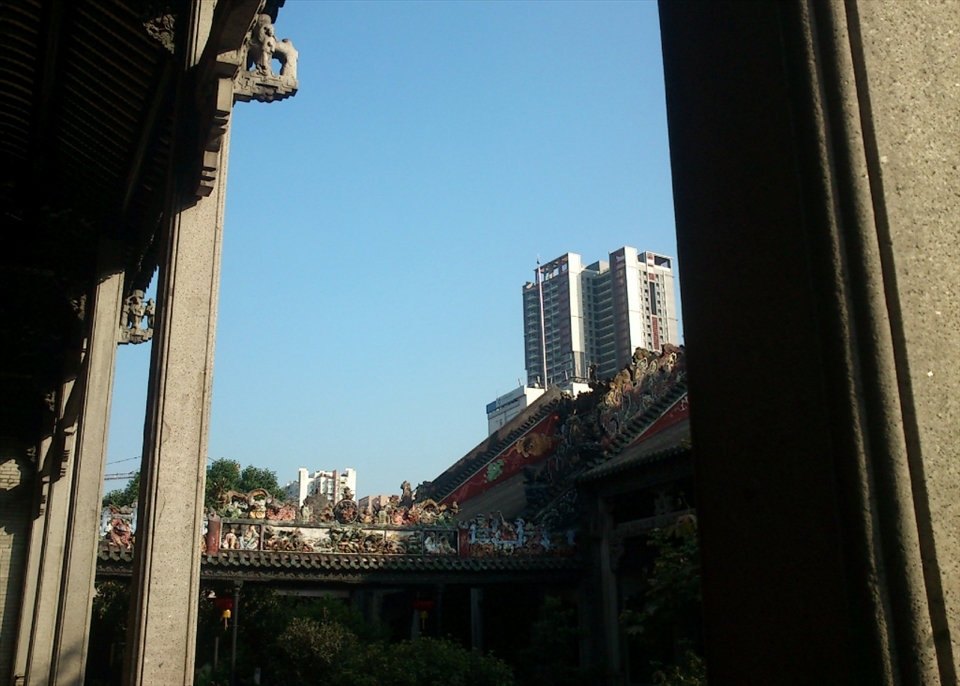 Taken in Chen Clan Academy in Guangzhou in China, the stark contrast between the old traditional China and the new China of skyscrapers can be seen here.