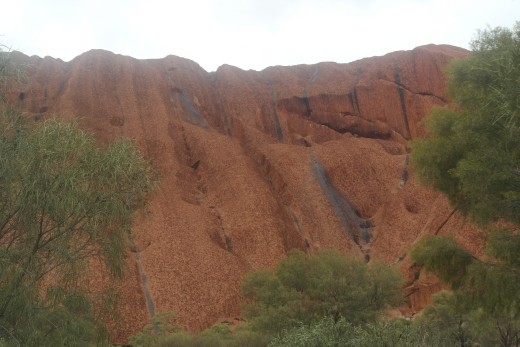 Rain running down the rock