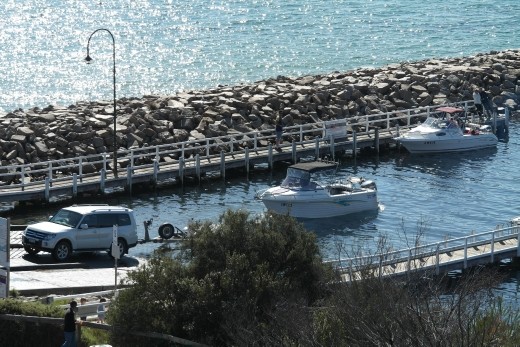Boat being launched.