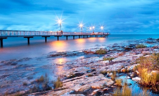 Darwin's Nightcliff jetty is the attraction for all the locals, every day of the year . It is the jetty that the people flock to, the place they bring their chairs and tables to, all to enjoy the views, the tropical feel, to eat their fish and chips or to watch the spectacular lightning storms that brighten up the skies during the Build up and wet season. 
Just walking past the jetty around sunset, makes you feel like you really get the feel of what Darwin and its people are all about! 