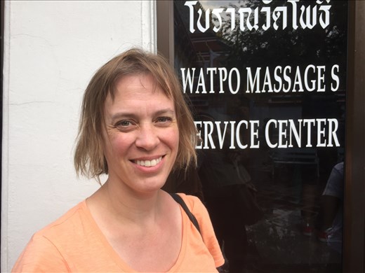 Dina after getting Thai massage at Wat Po