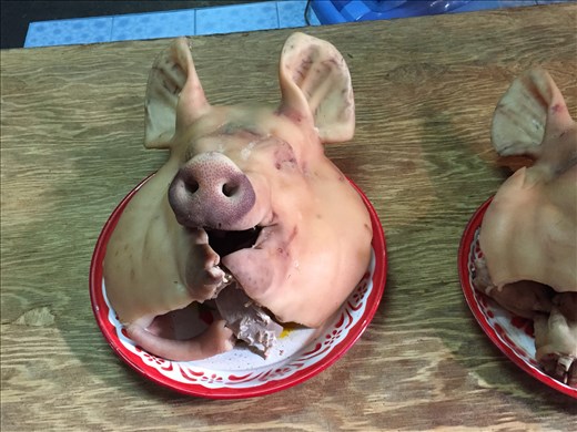 Pig head at the market