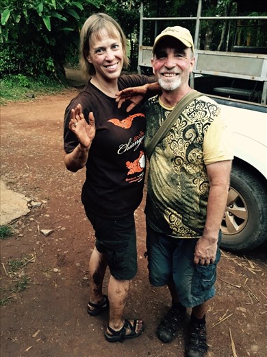 Aaron and Dina covered in mud after a day caving!!