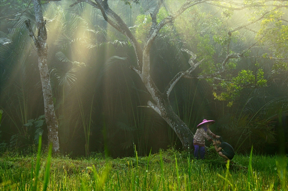 A form of respect to parent everywhere and anywhere. This young man showed respect for his mother in Puspitek, Banten, Indonesia
