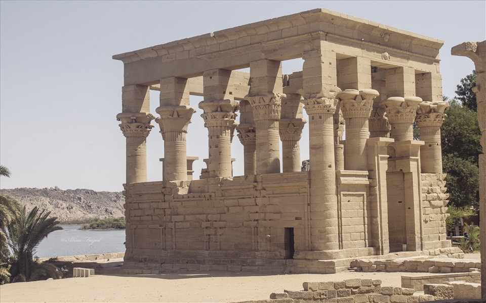 Trajan's Kiosk, a part of the temple complex on an island of Philae, near Aswan,